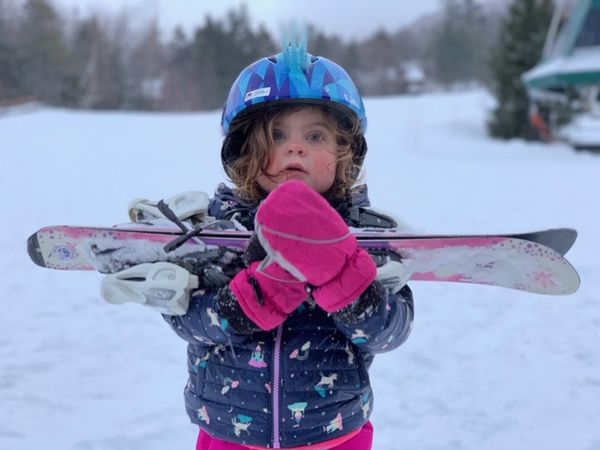 A fun day skiing on the slopes 